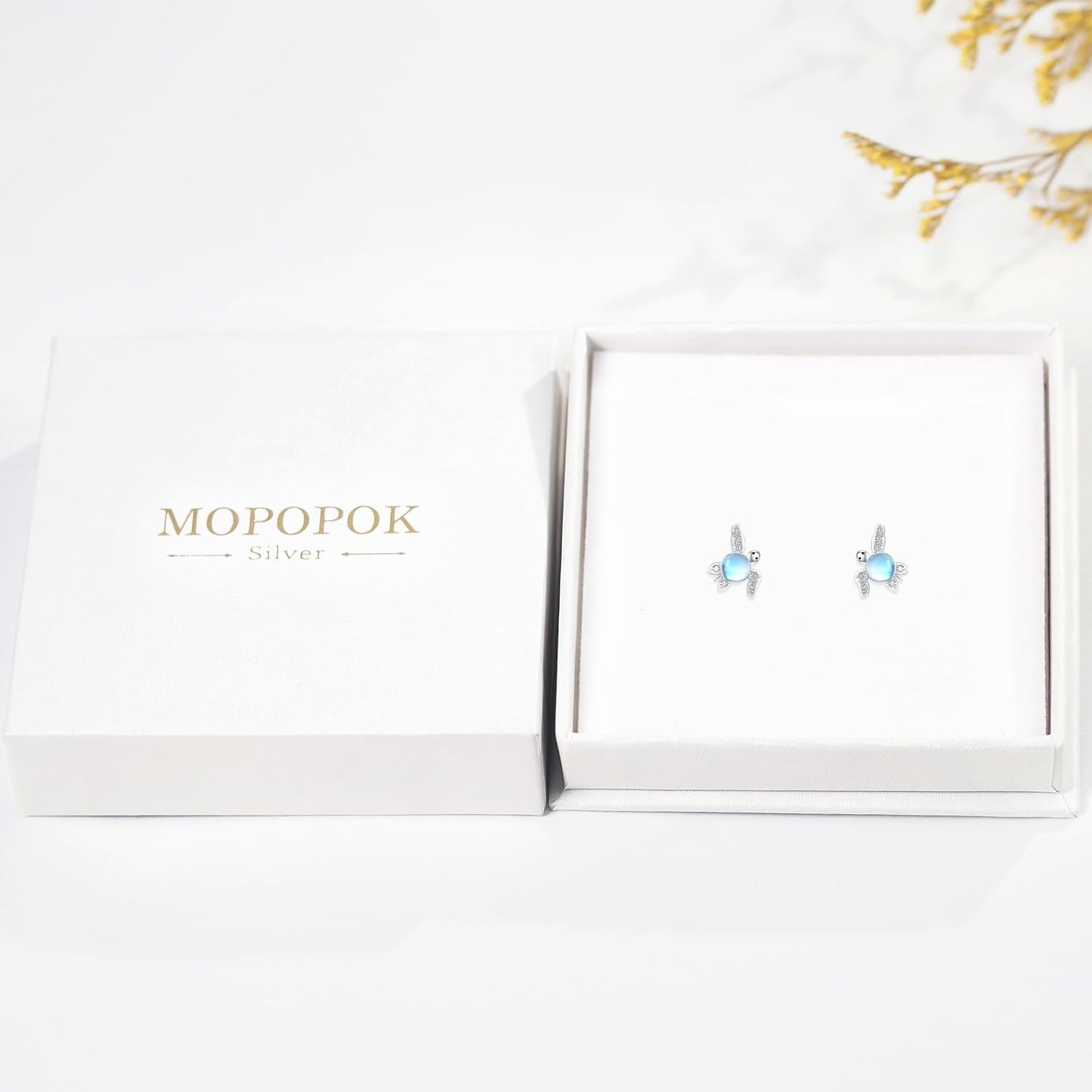 Turtle Earrings for Women 925 Sterling Silver Moonstone/Agate/Turquoise/Larimar Turtle Stud Earrings Hypoallergenic Ocean Jewelry Gifts for Birthday Mother's Day