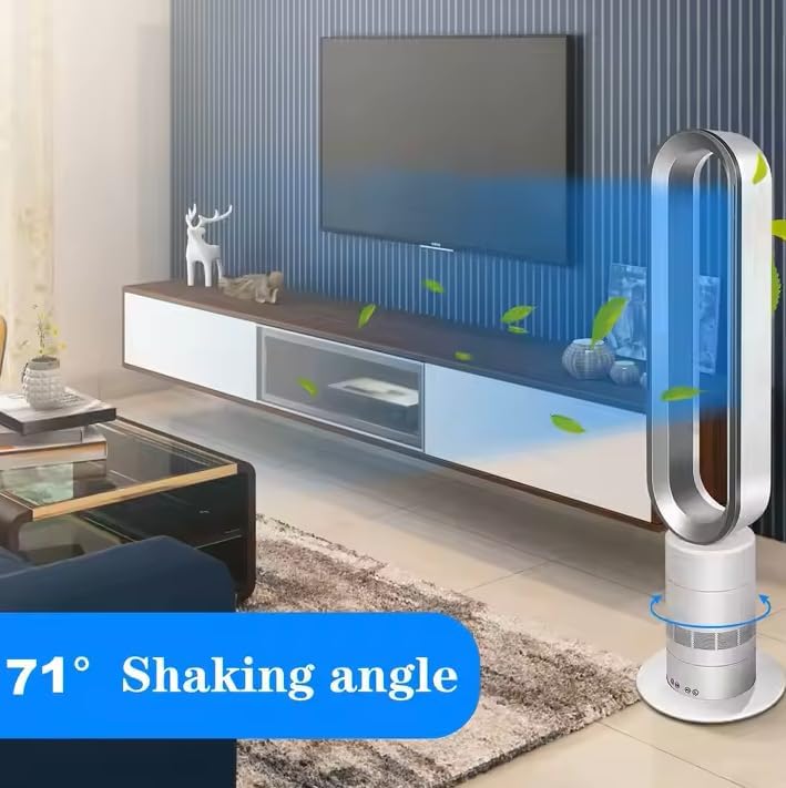 KlimaN Bladeless Tower Fan, Remote Control, LED Touch Panel, Ultra Quiet Operation, Energy Efficient, Safe Design, for Bedroom Office Living Room