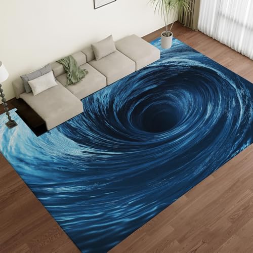 Tapis de sol ondulations de l'eau lavable pour chambre cosy