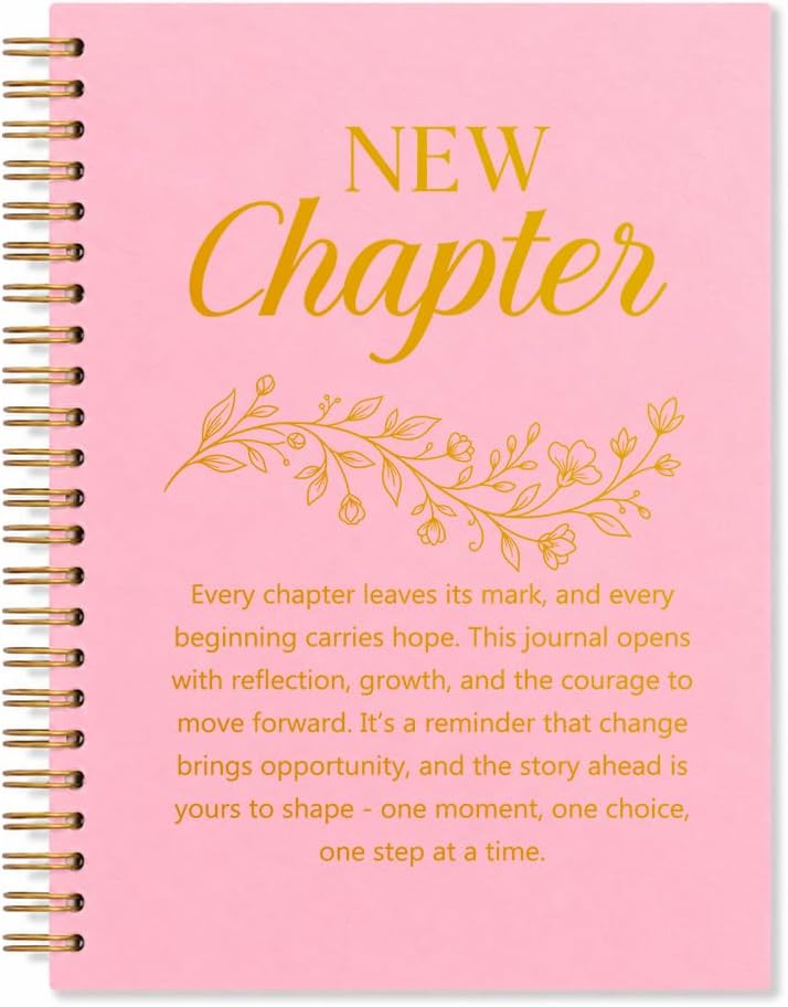 New Chapter Spiral Notebook Journal, New Beginning Gifts for Women