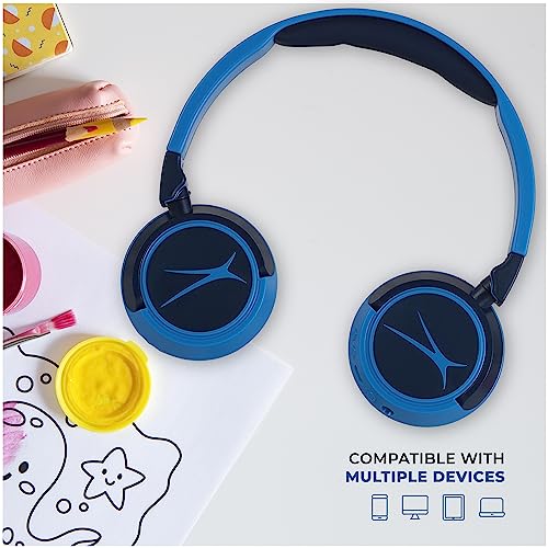 Image of Altec Lansing Kid Safe 2-in-1 Wireless Bluetooth Headphones - Crystal Clear Sound, Safe Volume Limiting, Foldable Design - Enjoy Audio and Protect Your Child's Hearing (Knight Blue)