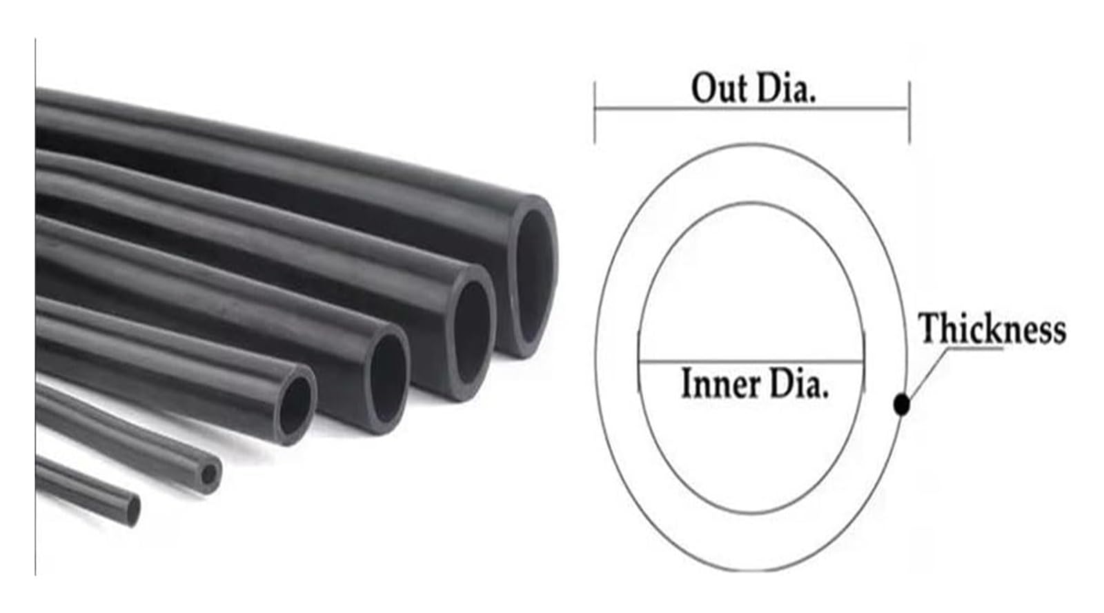 Flexibler Silikonschlauch, Vakuumröhre 1M Schlauch Silikon Universal ID 5mm-60mm Schwarz(ID 8mmxOD 14mm)