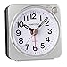 FAMICOZY Small Lightweight Travel Alarm Clock, Quiet Non Ticking Analog Alarm Clock with Snooze and Light,Sound Crescendo,Mini Quartz Alarm Clock,Battery Operated(Silver)