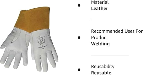 Miniatura 4 de Tillman 1338 Guante TIG de piel de cabra de grano superior con parche deslizante grande