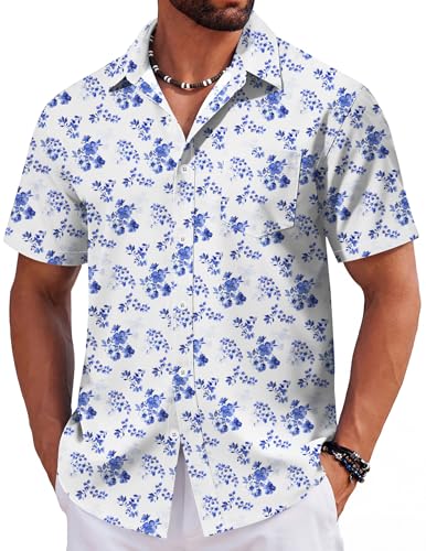 COOFANDY Hawaiian Shirts for Men Short Sleeve Button Down Shirt Casual Summer Beach Shirts