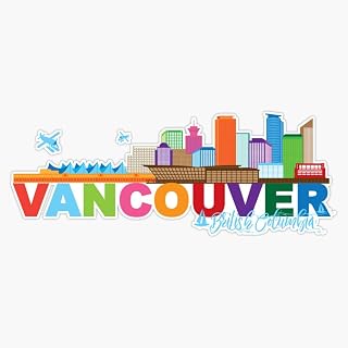 Vancouver BC Canada Skyline Text Color Illustration Decal Vinyl Bumper Sticker 5"
