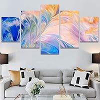 SIGNWIN 5 Panel Canvas Wall Art Modern Art Abstract Brushstroke Contemporary Edgy Mixed Media Multicolor for Home Decorations Ready to Hang - 60