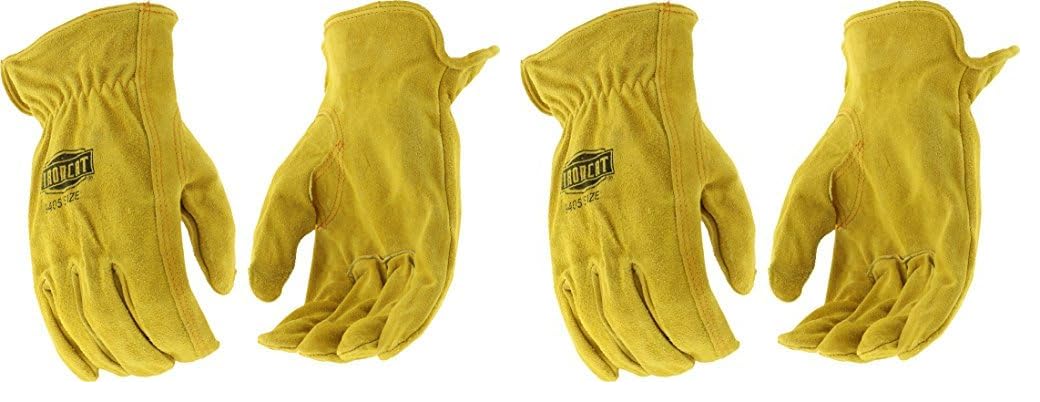 IRONCAT 9405 Grain Split Driver Glove – [1 Pair] X-Large, Split Cowhide Leather Gloves with Elastic Wrist Brown