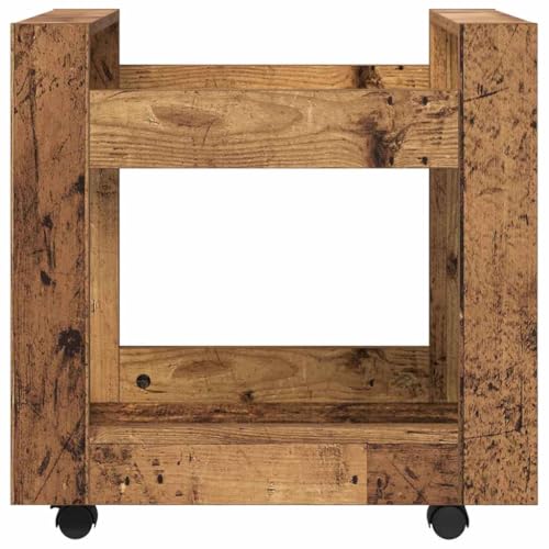 Chariot de bureau en bois blanc à roulettes avec 2 compartiments