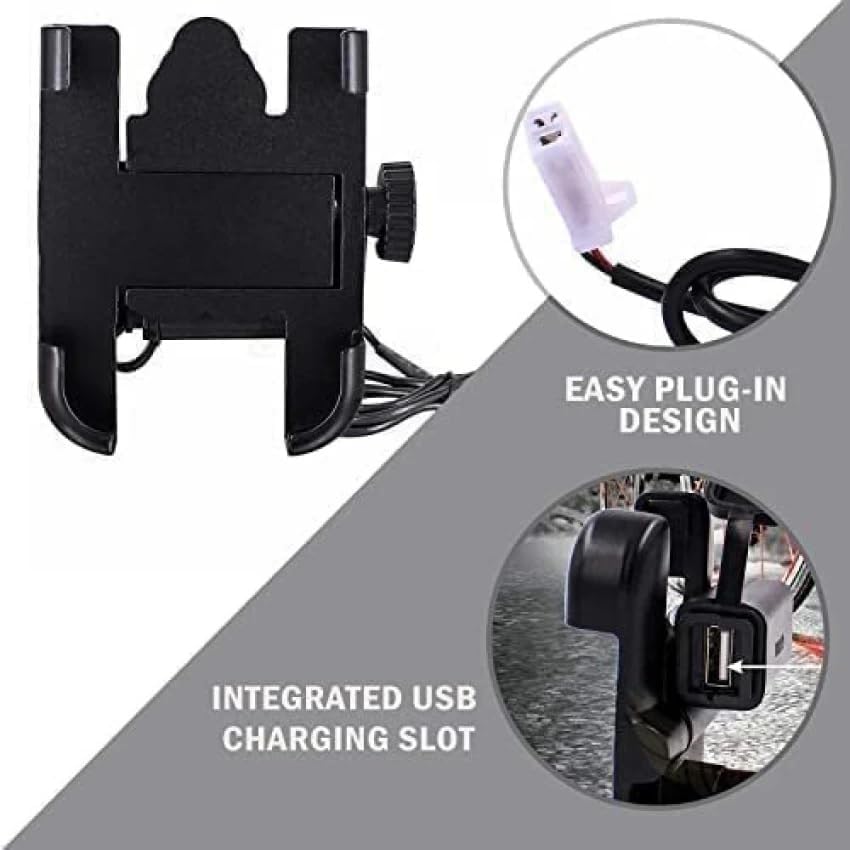 Image of Universal Bicycle Phone Mount Holder, Adjustable Handlebar Clamp, Black (C1 USB)