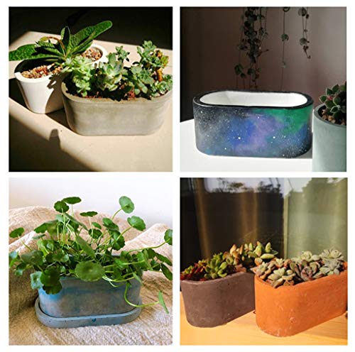 Silicone Planter Mold for Concrete Succulent Centerpiece, Flower Pot DIY, Oval Shape - Thumbnail 4