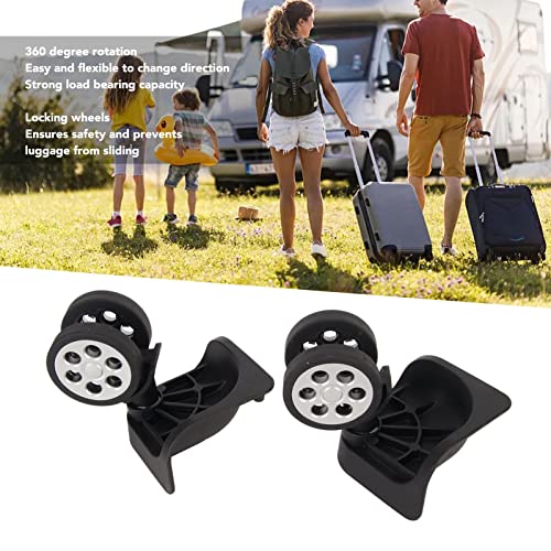 TOPINCN Swivel Wheel, 2pcs Luggage Wheels Replacement Parts, Black Locking 360 Degree Rotation Quiet Universal Luggage Wheels4