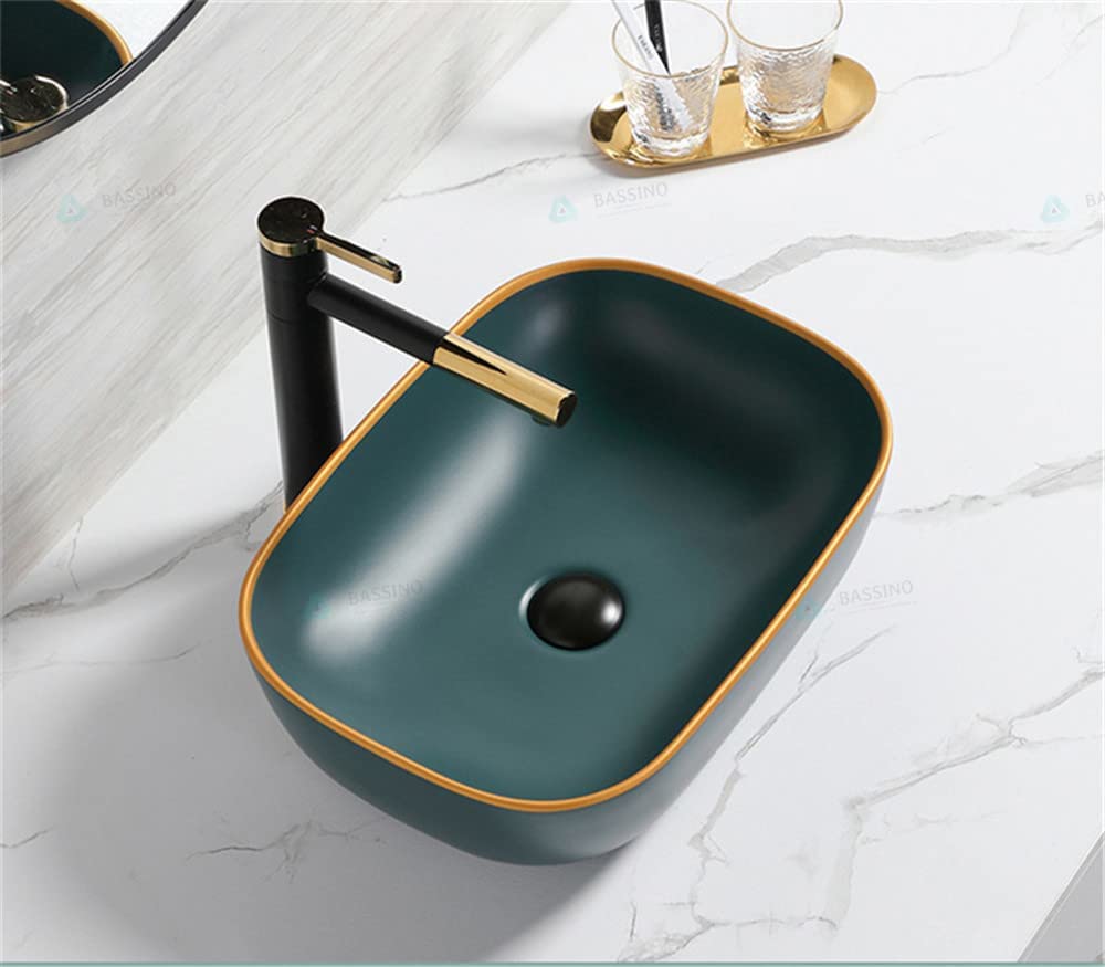BASSINO Art Wash Basin Countertop, Tabletop Ceramic finish Bathroom Sink/Basin (455x325x145mm) (Design19), Multi (B09K5P74V3) Amazon Price History, Amazon Price Tracker