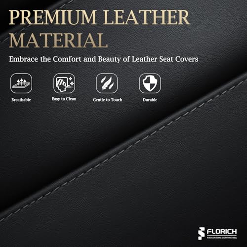 Image of FLORICH Rear Seat Covers Leather Car Seat Covers Waterproof Back Seat Cover Automotive Seat Covers Universal Seat Cushion Protector for Most Cars Trucks SUV-Gray&Black