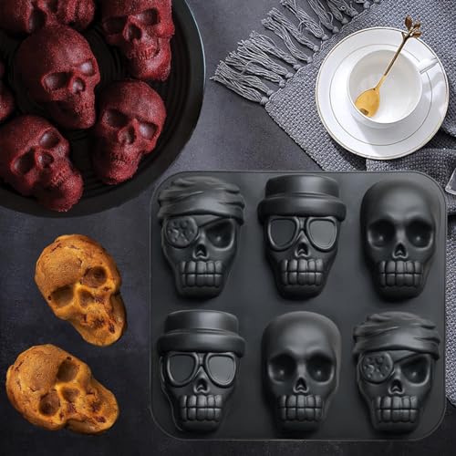 image for HKNMTT Halloween Silicone Molds for Baking Extra large, 6 Cavities 3D 