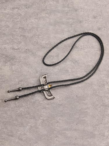 Image of Jeilwiy Bolo Tie for Men Western Cowboy Tie Necklace Gold Bolo Tie Leather Necktie Halloween Tie Accessories for Women