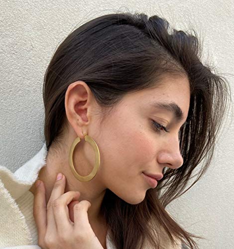 Minimal Bohemian 18K Gold Plated Large Round Hoop Earrings for Women Boho Jewelry Bold Thick Wire4