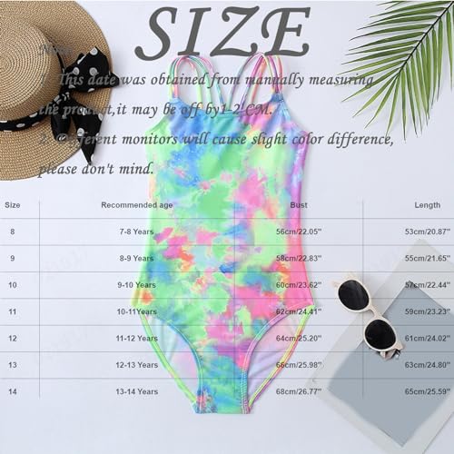 Kids One Piece Swimsuit Girls 7-14Years Cute Beach Summer Crossback Bathing Suit Back Criss Cross Swimwear3
