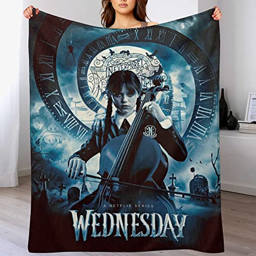 Wednesday Flannel Throw Blanket Addams Super Soft Plush Throw Blanket Bed Decorative Cotton Sofa Cozy Size 50''X40''For Couch And Bed #TOP5