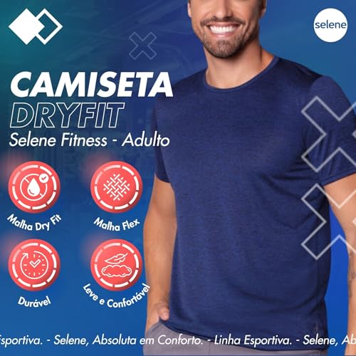 SELENE Camiseta Dry Fit Academia Masculina Esportiva, Royal Mescla, M