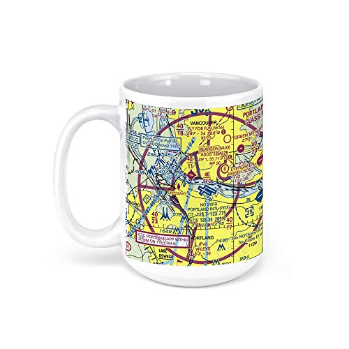 Portland International Airport (PDX), Portland, OR, USA FAA Sectional Aeronautical Charts Chart Mug, 15oz