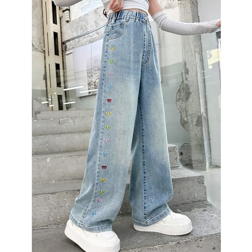 Wide Leg Jeans Teen Girls High Elastic Waisted Denim Jeans Cute Summer Y2K Pants Trousers Streetwear Trendy Clothes3