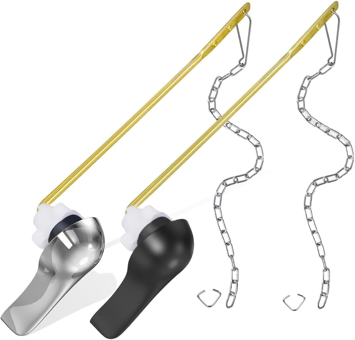 WINONLYBuy Two Save More-Universal Toilet Handle Replacement Kit Front Mount Chrome and Black Toilet Handle Compatible with Most American Standard Toilets