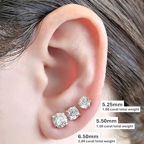 NANA Jewels Simulated Diamond Stud Earrings 3 or 4 Prong Round Cut Solid Sterling Silver Hypoallergenic 0.30-8.00cttw3