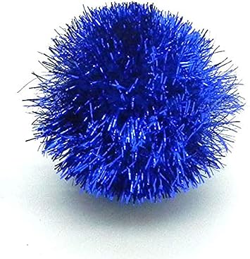 Tuff Kitty Puff Jumbo 2 Inch Sparkle Ball Cat Toy - 6pk Pick a Color Blue