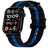 Hiking Trail Nylon Band | The Original Rugged Compatible with Apple Watch Bands for Men & Women - Soft, Breathable, Woven Water-Resistant Nylon Mens iWatch Strap | Fits 42mm 41mm 40mm Series 10 & All Models (Thin Blue Line)