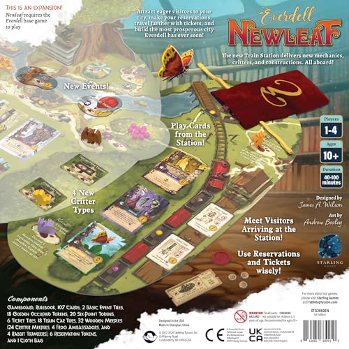 Image of Everdell: Newleaf Expansion - Board Game Add-On for Everdell Base Game, Includes New Train Station, Visitors, Critters & Constructions, Ages 10+, 1-4 Players, Fantasy Tabletop Game Upgrade