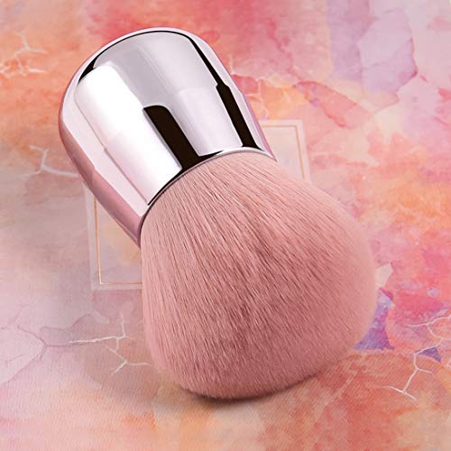RN BEAUTY Large Mineral Powder Brush Foundation Brush Contour Brush Blush Brush Bronzer Brush Face Blender Buffing Blending Kabuki Makeup Brushes Thick And Dense Full Coverage (Round Top, Pink)