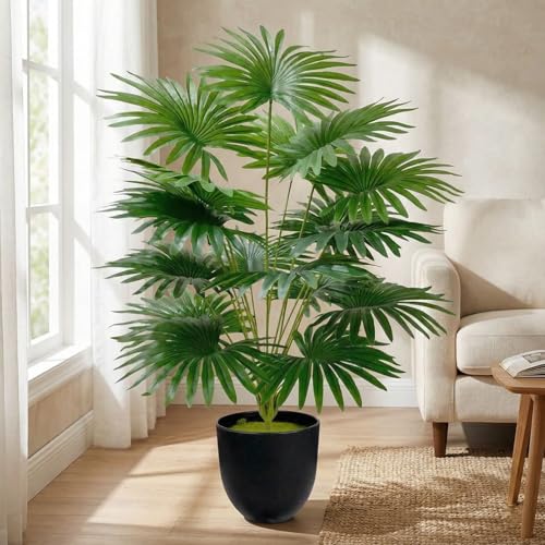 Image of Dekorly Plastic Fake Plants Artificial Floor Plants Large Tropical Palm Tree for Home Decor (Areca)