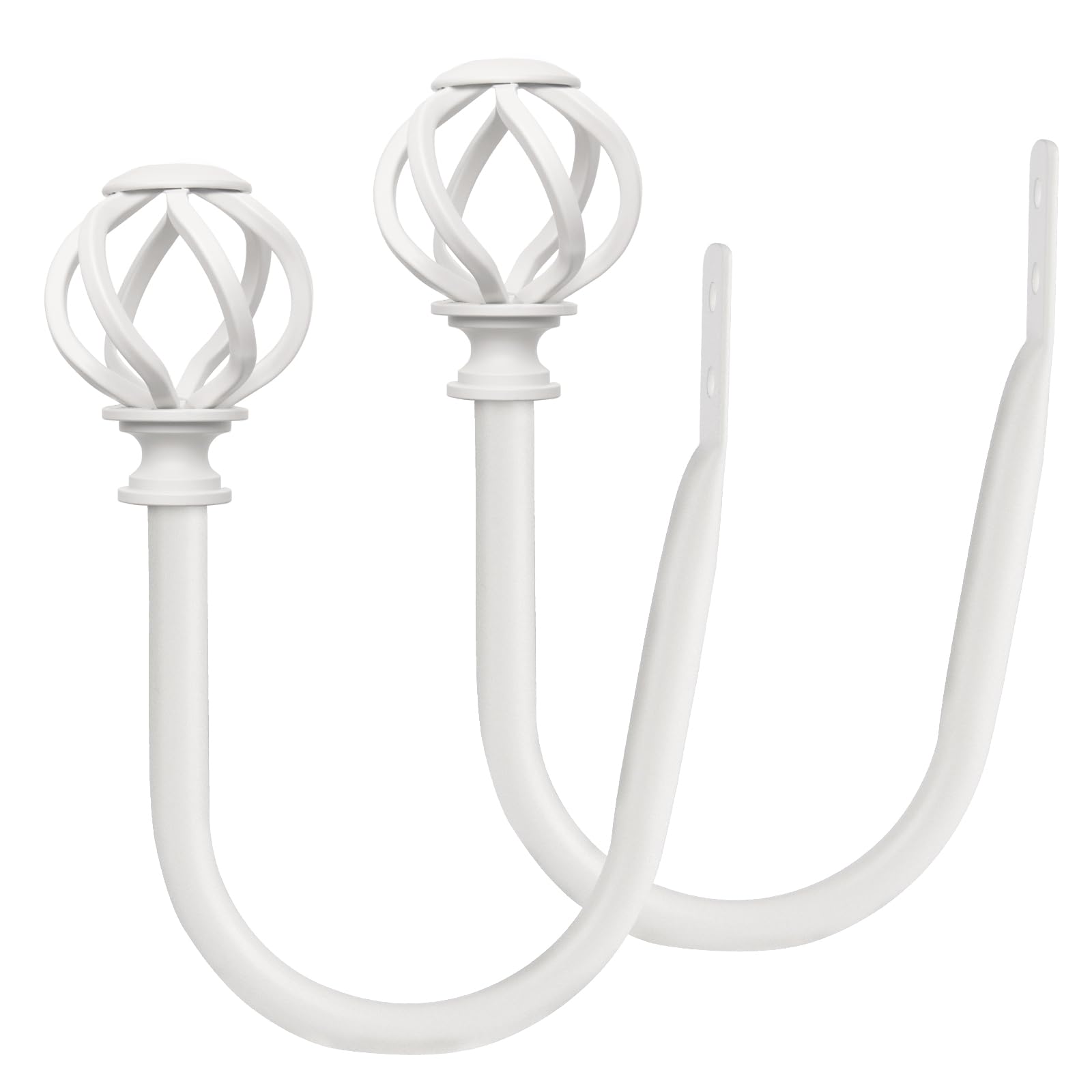 USFOOK White Curtain Holdbacks, 2 Pack Metal Curtain Tie Backs Wall Mounted