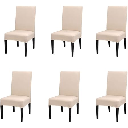 Xinfe 4 Coprisedia Con Schienale Elasticizzato Universale Bianco Cucina Coprisedie Sala Da Pranzo Beige Amazon It Casa E Cucina