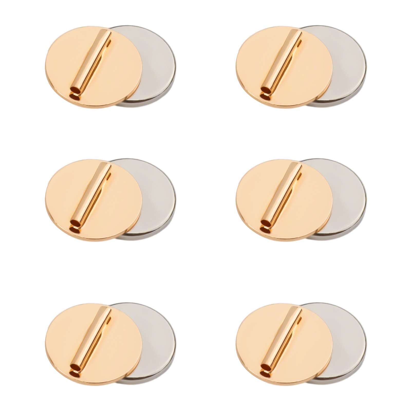 6pcs Mini Magnetic Brooch Pin Converter, Harm Free Clothing Magnet Buckle Magnet Metal Lapel Pin, Pin Holder Magnet Almost Invisible Metal Pin Backs for Scarf Hijab Shawls Thin Fabric (Gold)