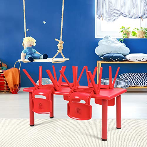 Costzon 47 X 23.5 Inch Rectangular Kids Table, Children School Activity Table For Reading Drawing Dining Playing, Multifunctional Plastic Table W/Steel Pipe, Toddler Furniture For Boys & Girls (Red) #TOP7