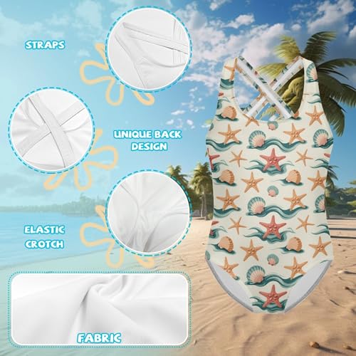 Image of Girls One Piece Swimsuit 3D Sequin Glitter Cross Back Quick Dry Sparkly Bathing Suit for Beach Pool 5-14Y