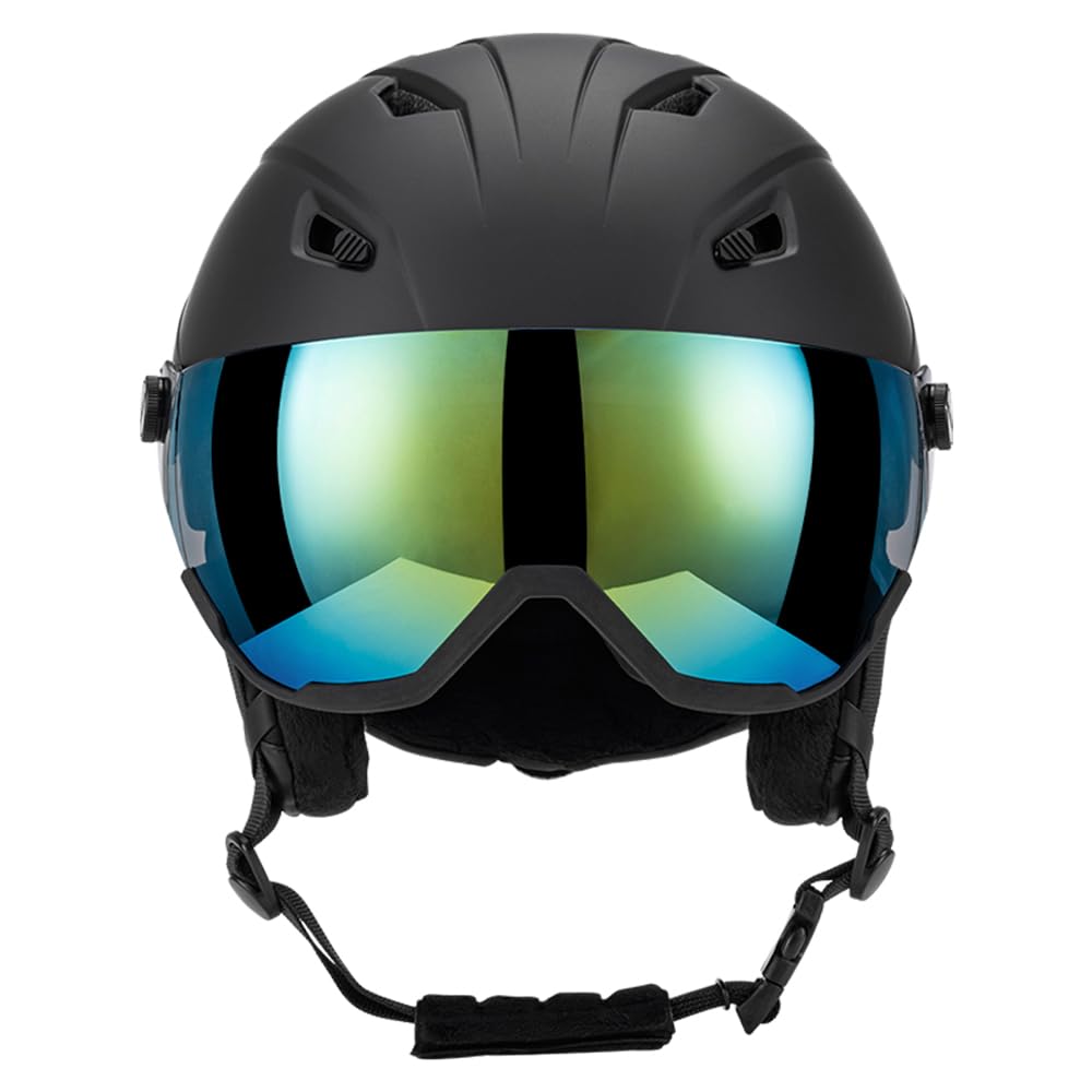 Kavolet Casque de ski intégré pour homme et femme, casque de snowboard avec visière amovible, trous de ventilation, résistant, chaud et respirant, casque de ski pour homme et femme
