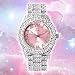 Techno Pave Womens 44mm Iced Solitaire Bezel Watch - Silver Plated with Pink Roman Dial