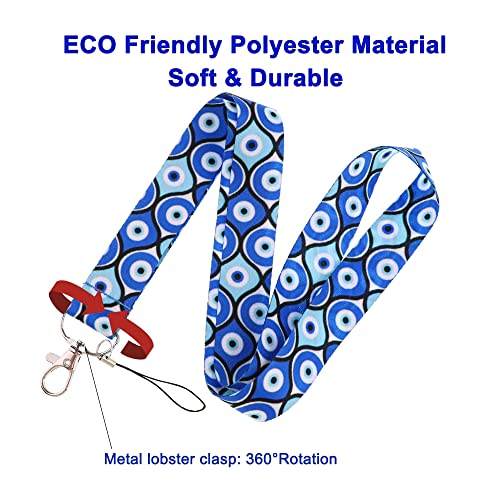 Huapx Cute Lanyard With Id Card Holder,Cute Silky Lanyards Neck Strap Badge Reels Id Holders With Metal Clip For School Students,Teachers,Office Staff,Keys,Wallet,Girls,Women Gift (Devil's Eye) #TOP3