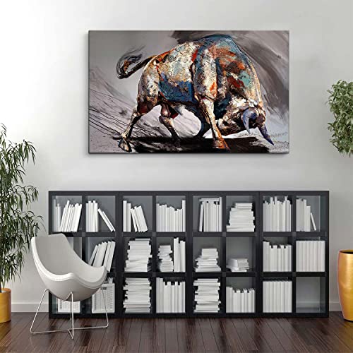 Riveda LZJFBABULL-888-1 Large Framed Bull Canvas Wall Art Man Room Cave Wall Decor Spanish Bull Modern Inspirational Wall Street Stock Picture Poster Painting Art thumb #3