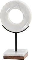 Deco79 CosmoLiving White Marble Geometric Circle Sculpture Statue, 6x4x11 Modern Minimalist Home Decor Accent