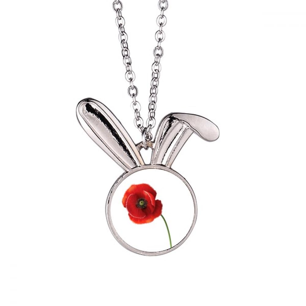 Collier lapin fleur rouge pendentif chaîne ajustable bijou tendance - 5