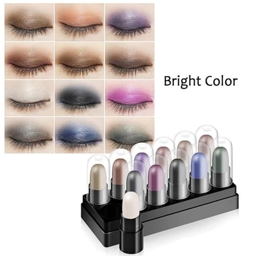 12 Color Eyeshadow Stick Set, Long Lasting 24 Hours Eyeshadow Palette, Waterproof Eyeshadow And Sweat-Proof Eyeshadow, Hypoallergenic Eyeshadow, Highlighter Eye Liner, Multi-Dimensional Eyes Look #TOP3