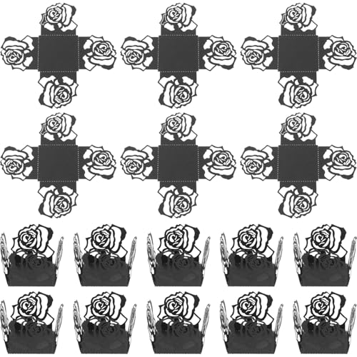 NUOBESTY 50 Adet Çikolata Ambalajı, Sağlam Kağıttan, Dantel Desenli, Dekoratif Şeker Bardağı, Düğün Kutlamaları ve Parti