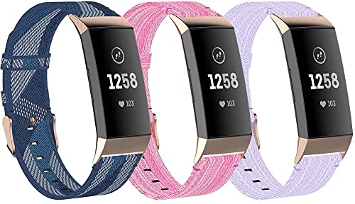 Classicase �R���p�`�u�� Fitbit Charge 3 / Charge 3 SE/Charge 4 (�t�B�b�g�r�b�g �`���[�W 4) ���v�o���h�i�C�������Ɍ�����p�X�|�[�c�o���h �h���h���� �������R �����ȒP (3-Pack H)