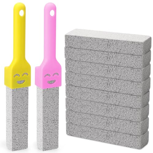 EEEKit 10PCS Pumice Stone for Toilet Bowl Cleaning, Pumice Scouring Sticks Toilet Cleaner Brush with Handle for Kitchen Bathroom Pool Household Cleaning