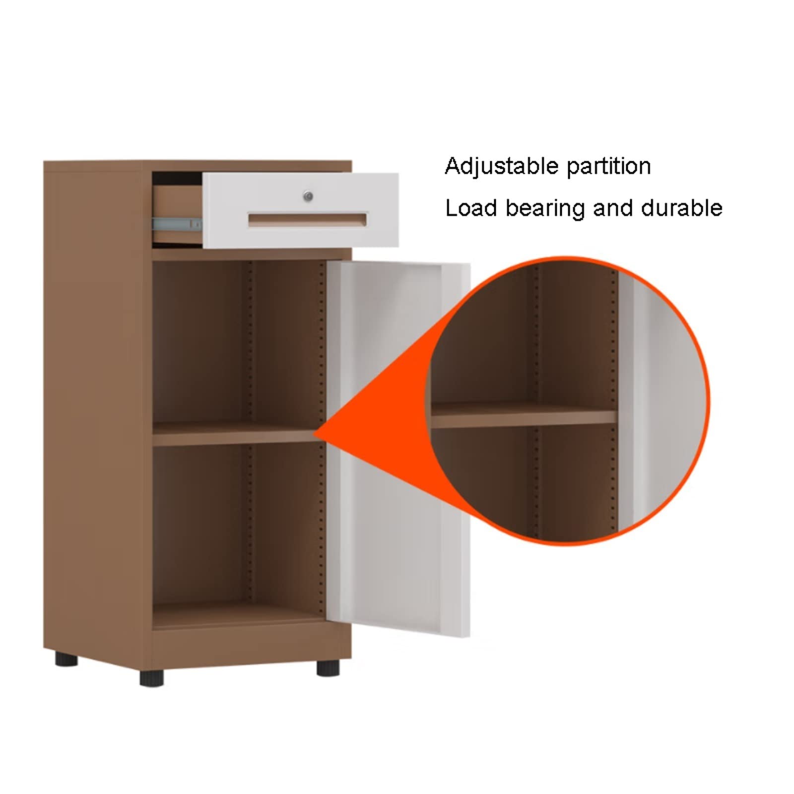 Cassettiera verticale sicura con serratura, 1 cassetto e 1 anta, ideale per casa e ufficio, soluzione elegante per l'organizzazione dei file per professionisti