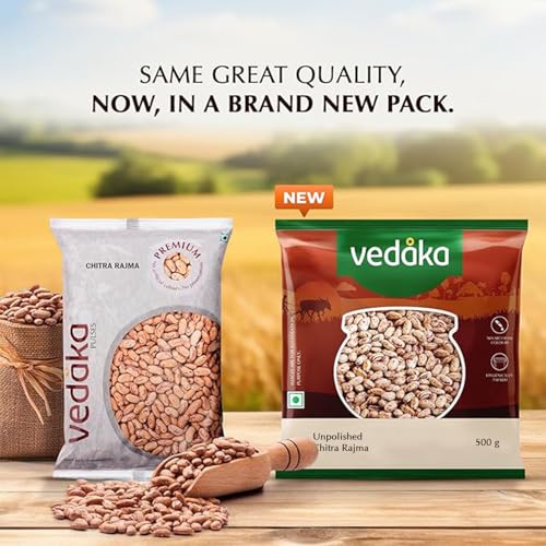 Image of Amazon Brand - Vedaka Unpolished Chitra Rajma | 500 g | Good Source of Plant-Pased Protein | Premium Kidney Beans | No Artificial Preservatives